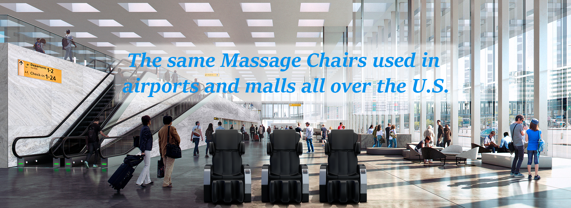 Medical Breakthrough's massage chairs used in airports and malls all over the U.S.